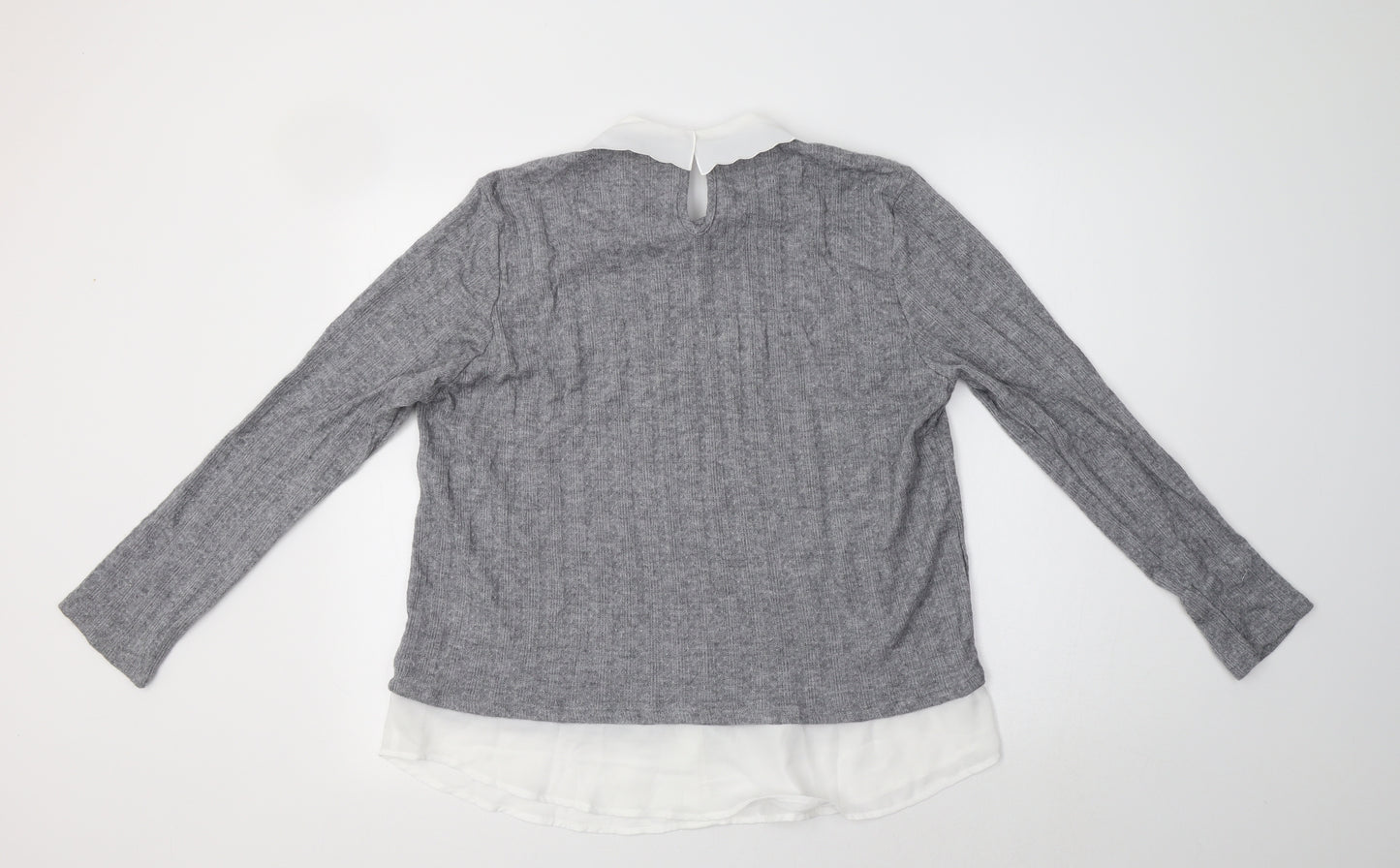 Faith and Joy Womens Grey Collared  Polyester Pullover Jumper Size L