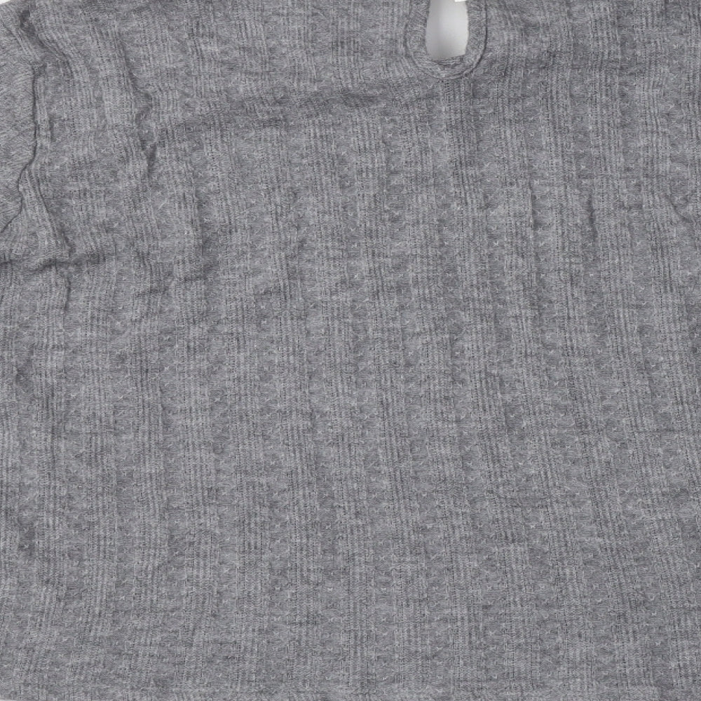 Faith and Joy Womens Grey Collared  Polyester Pullover Jumper Size L