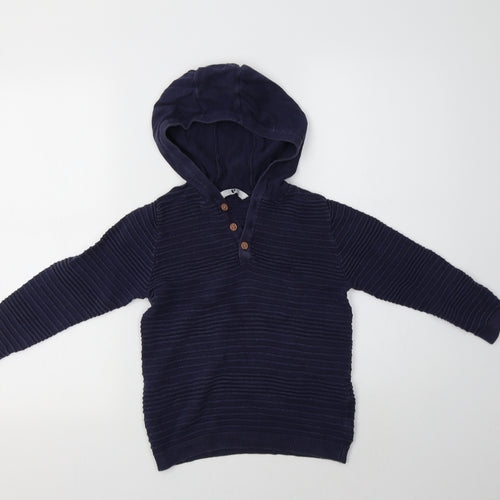 Very Boys Blue  Cotton Pullover Hoodie Size 7 Years