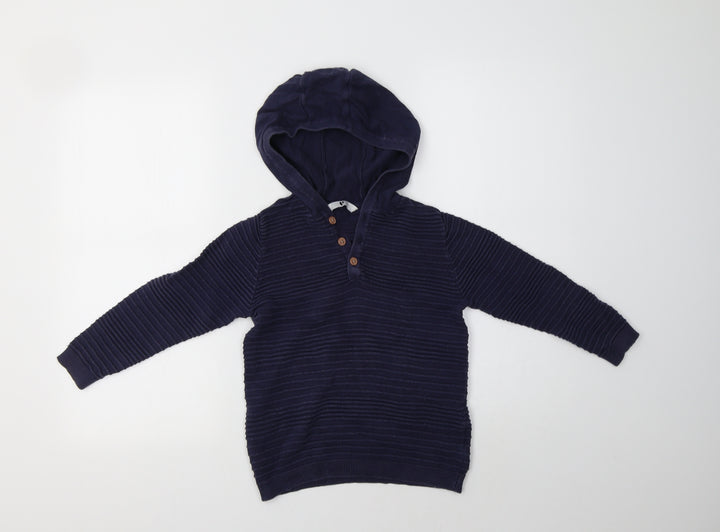 Very Boys Blue Cotton Pullover Hoodie Size 7 Years
