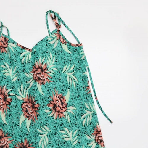 New Look Womens Green Floral Polyester A-Line  Size 8  V-Neck