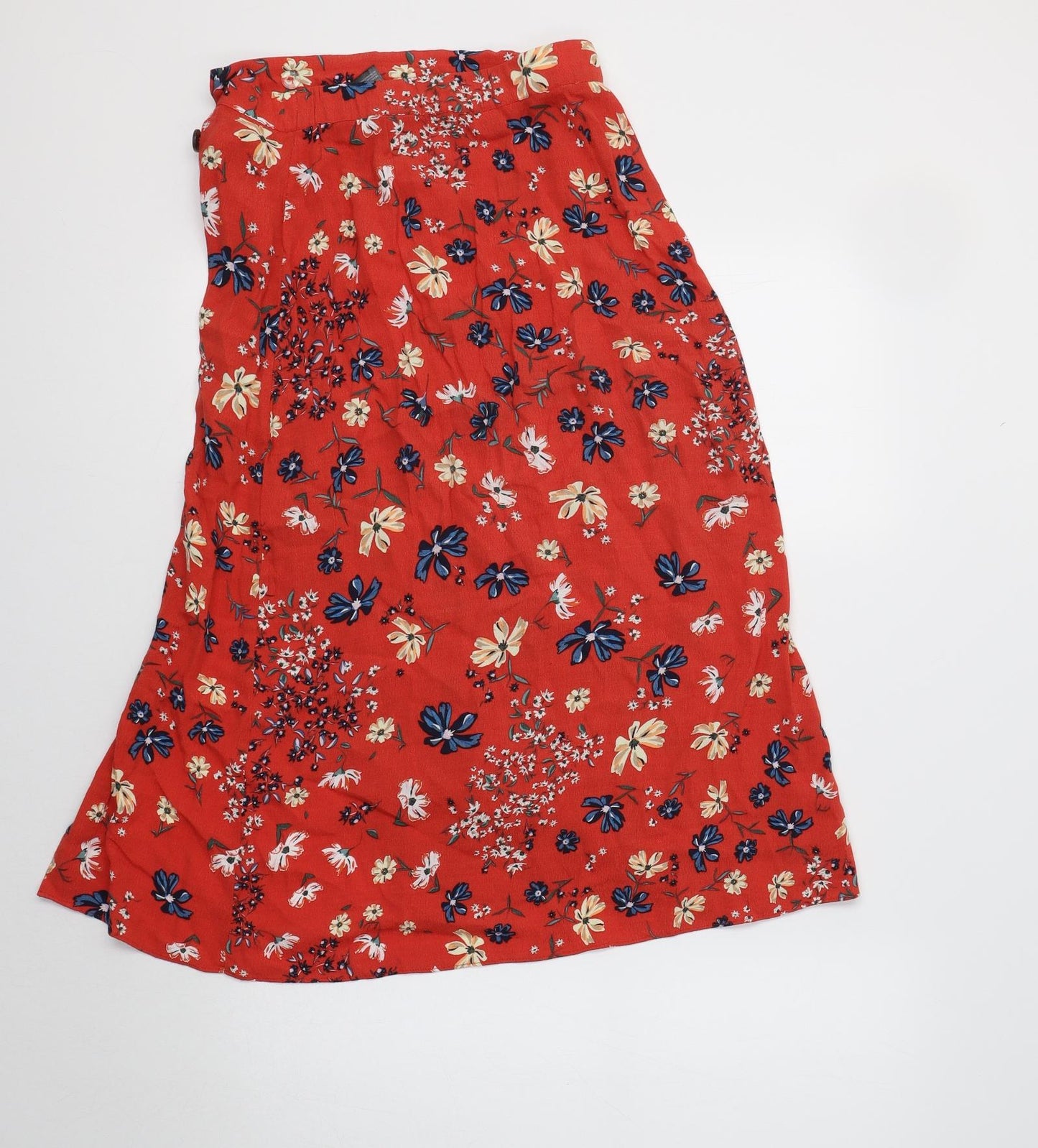 H&M Womens Red Floral Viscose A-Line Skirt Size 6