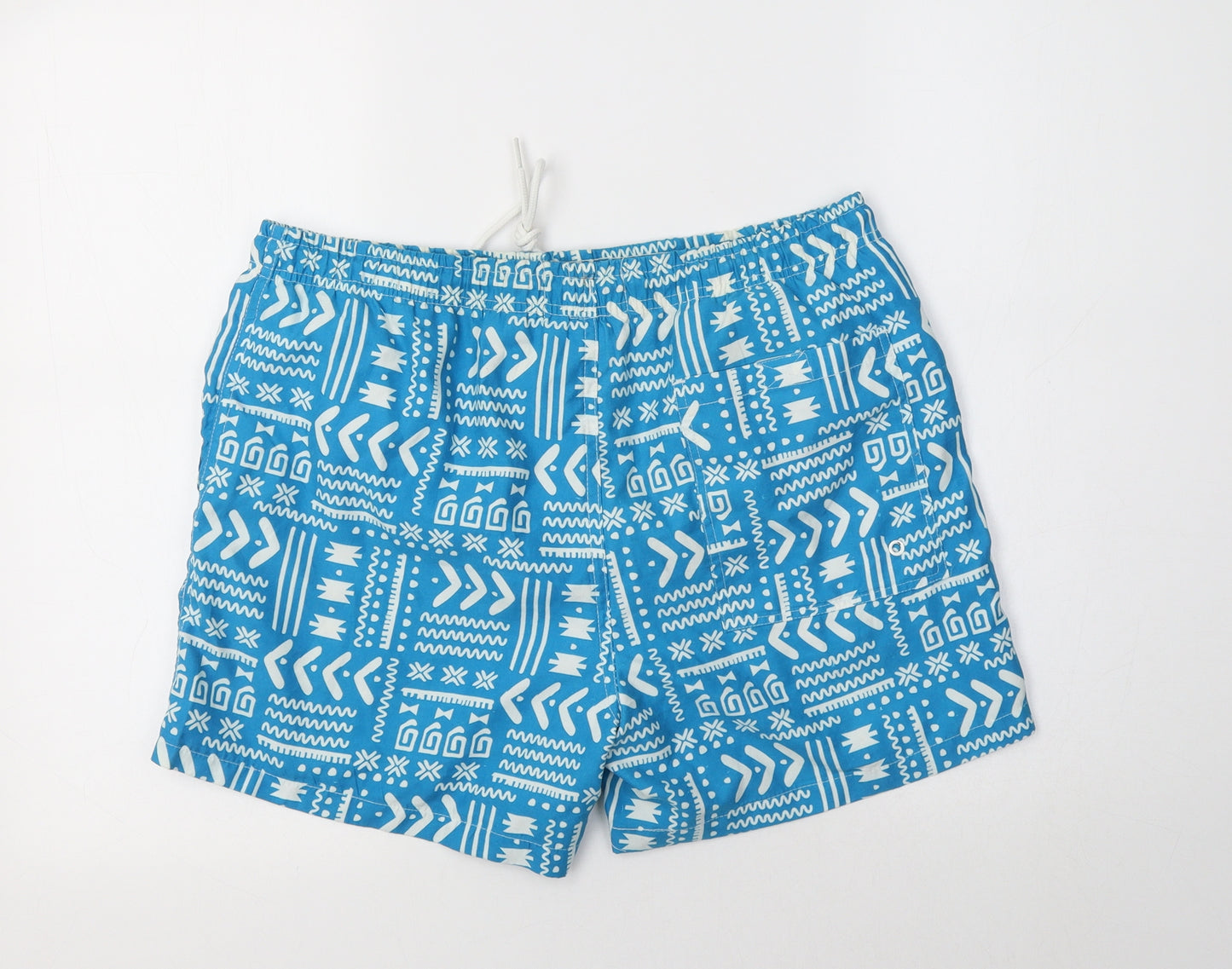Brave Soul Mens Blue Geometric Polyester Bermuda Shorts Size S L6 in Regular