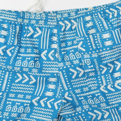 Brave Soul Mens Blue Geometric Polyester Bermuda Shorts Size S L6 in Regular