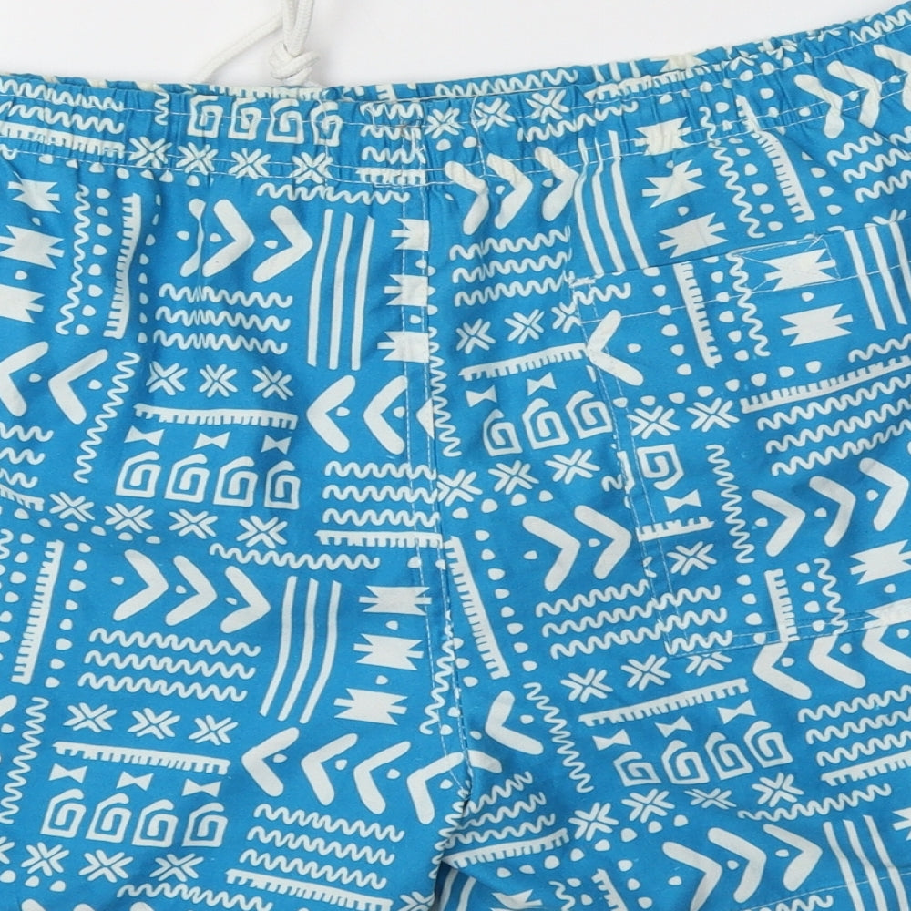 Brave Soul Mens Blue Geometric Polyester Bermuda Shorts Size S L6 in Regular