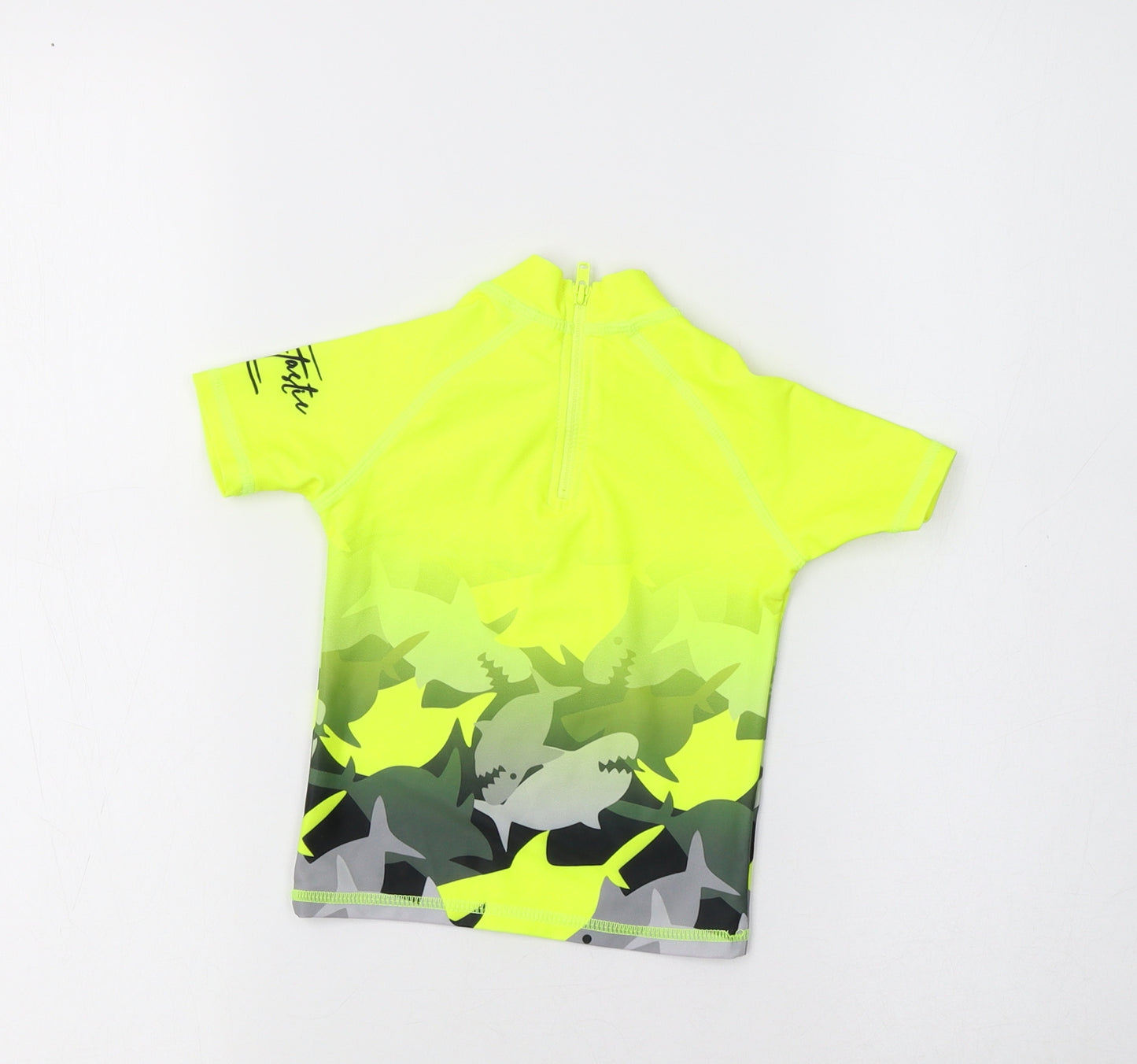 NEXT Baby Yellow  Polyester Jersey T-Shirt Size 6-9 Months Mock Neck  - Shark Print