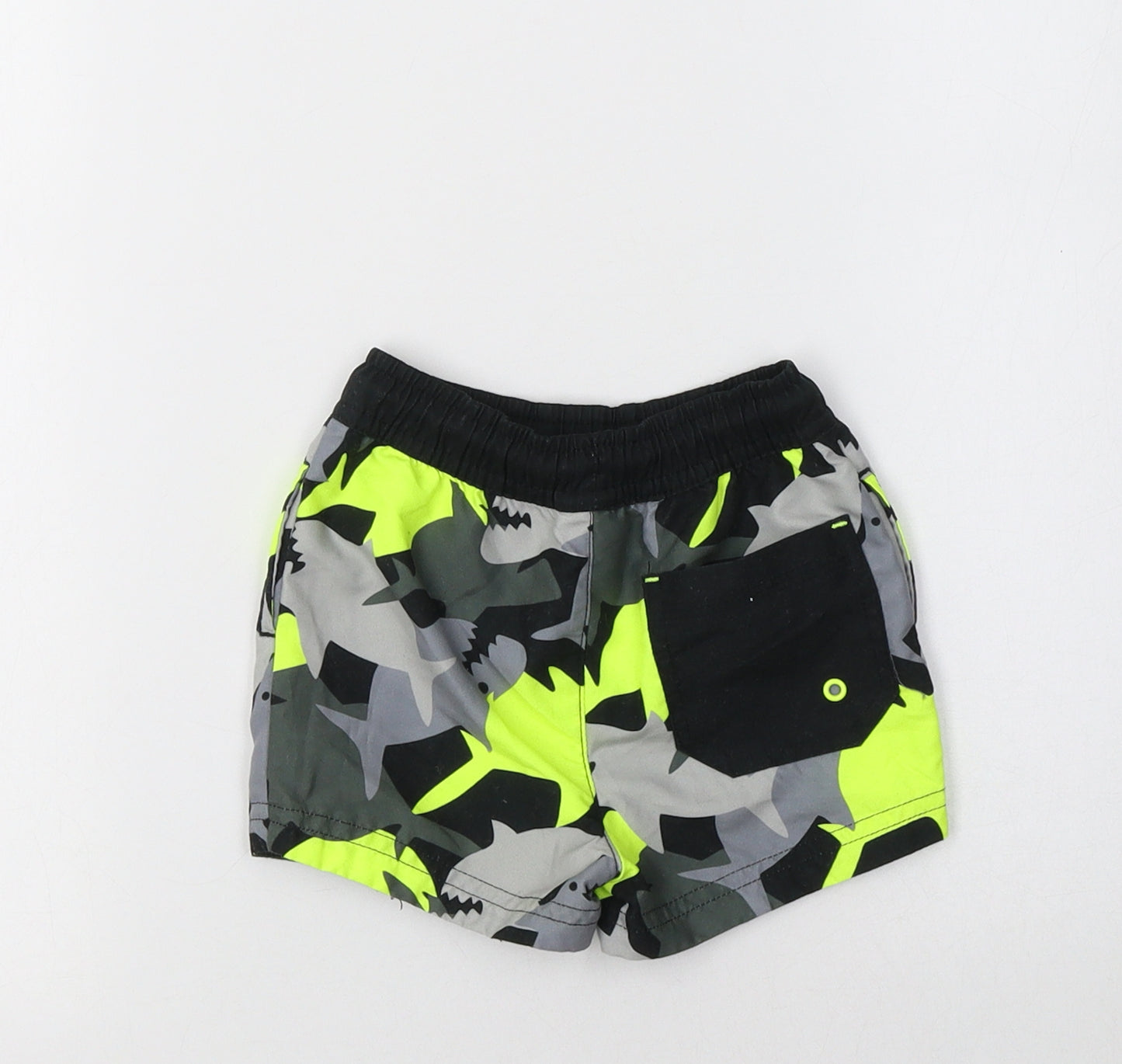 NEXT Baby Grey Geometric Polyester Cropped Trousers Size 6-9 Months   - Shark Print