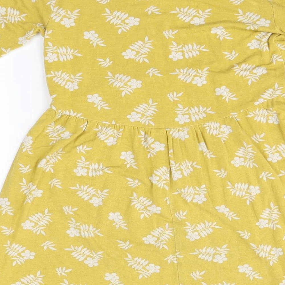 John Lewis Girls Orange Floral Viscose A-Line  Size 3 Years  Round Neck