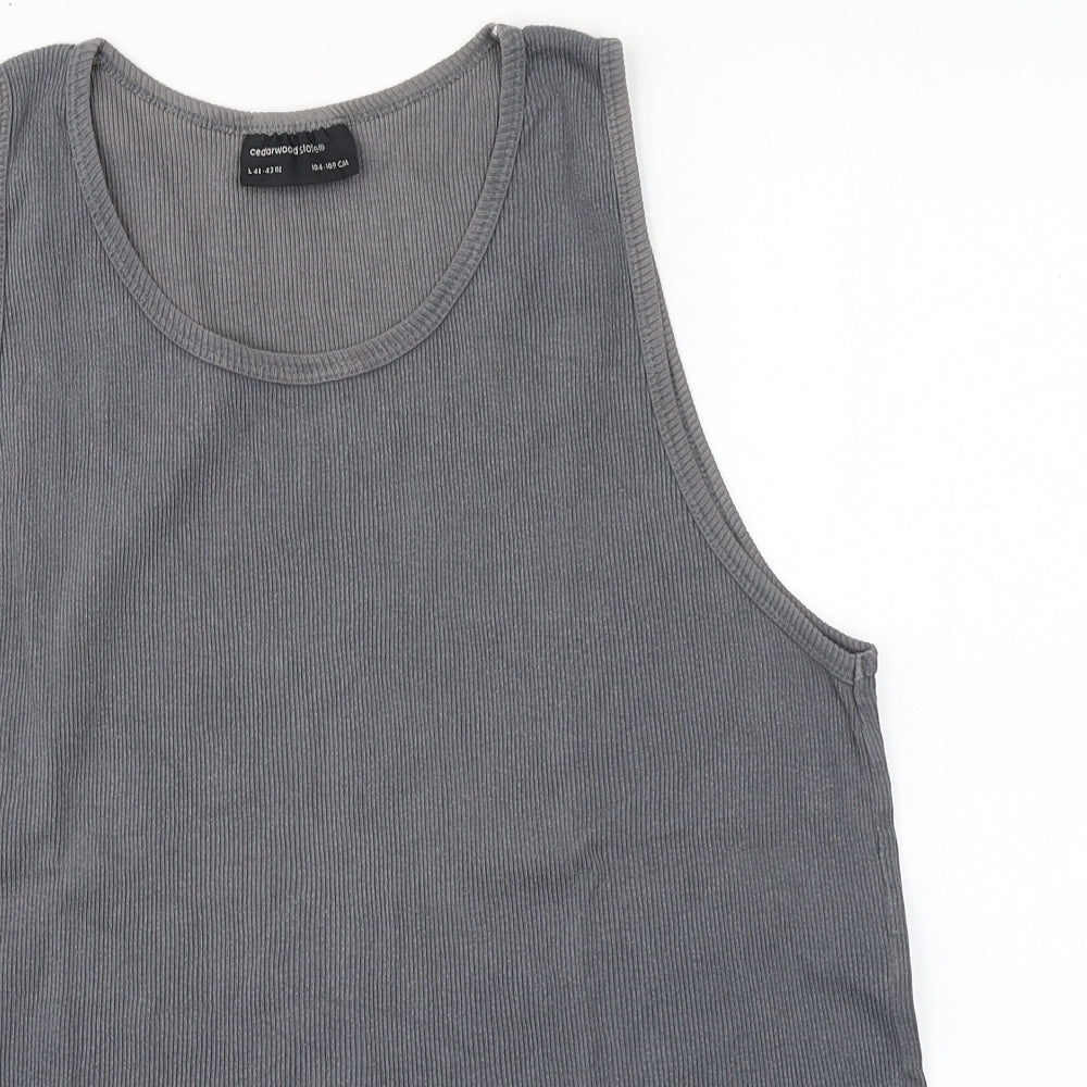 Cedar Wood State Mens Grey  Cotton  T-Shirt  Round Neck