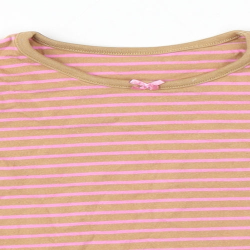 George Baby Green Striped Cotton Basic T-Shirt Size 9-12 Months Round Neck