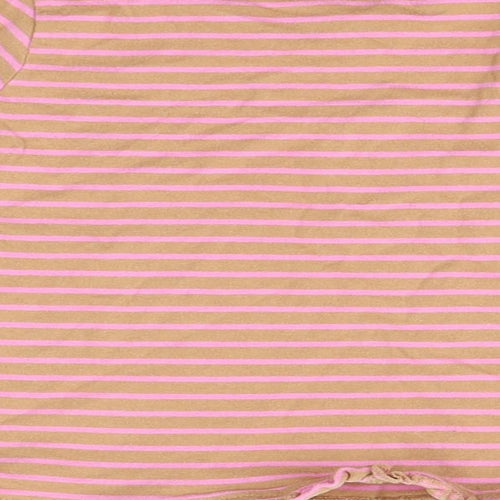 George Baby Green Striped Cotton Basic T-Shirt Size 9-12 Months Round Neck