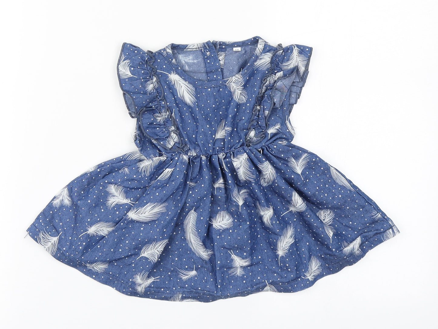 SheIn Baby Blue Floral Cotton A-Line  Size 6-9 Months  Round Neck
