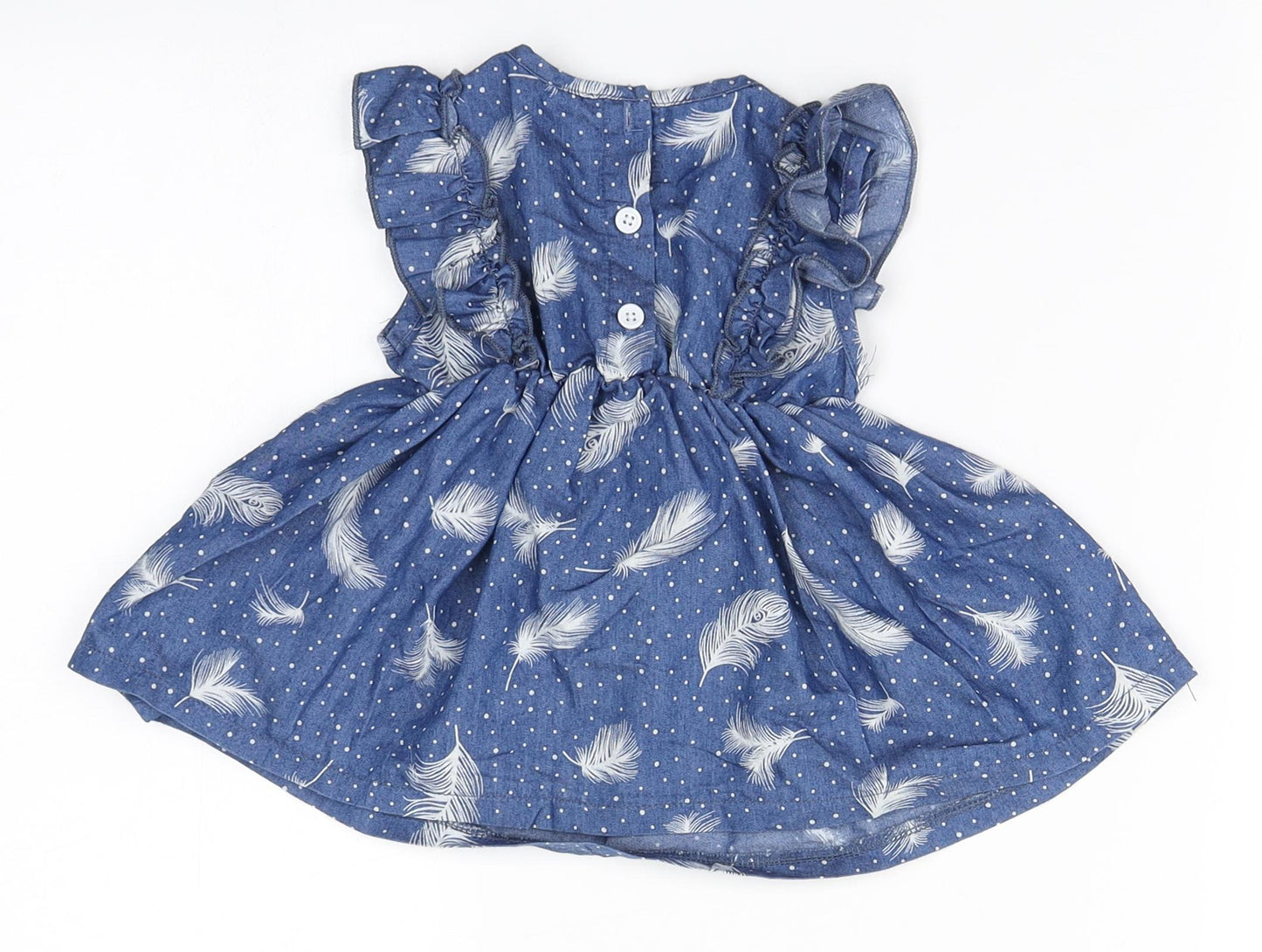 SheIn Baby Blue Floral Cotton A-Line  Size 6-9 Months  Round Neck