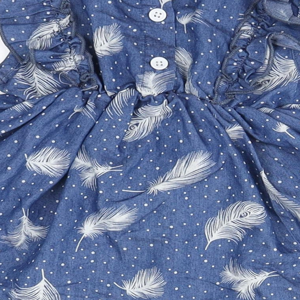SheIn Baby Blue Floral Cotton A-Line  Size 6-9 Months  Round Neck