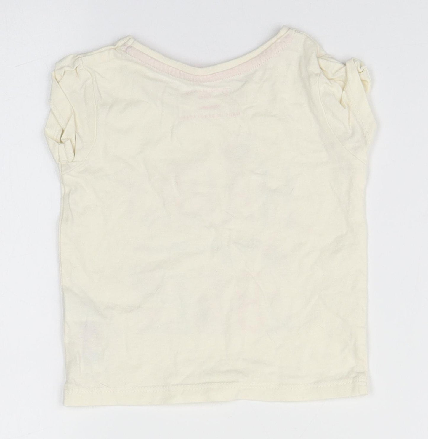 Primark Baby Ivory  Cotton Basic T-Shirt Size 9-12 Months Round Neck  - Happy as you can BEE