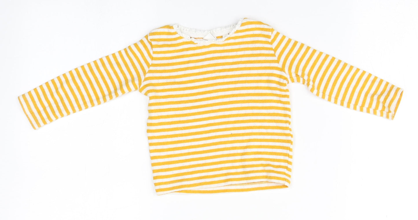 NEXT Baby Orange Striped Cotton Basic T-Shirt Size 9-12 Months Round Neck
