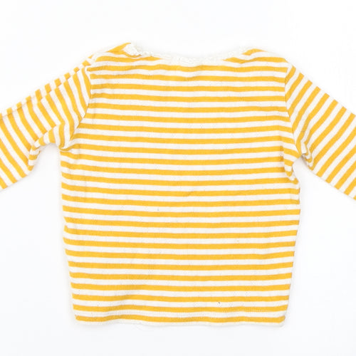 NEXT Baby Orange Striped Cotton Basic T-Shirt Size 9-12 Months Round Neck