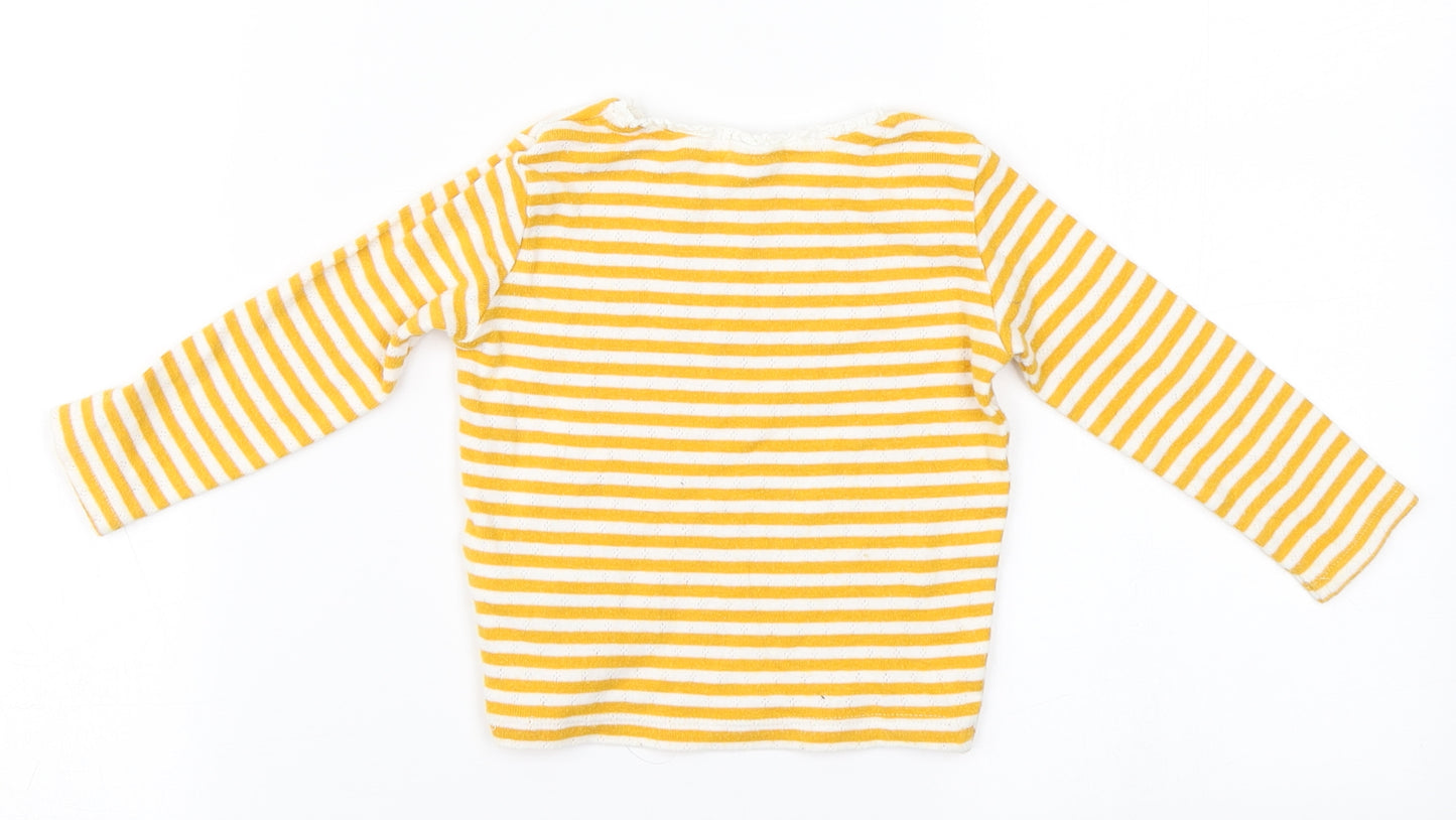 NEXT Baby Orange Striped Cotton Basic T-Shirt Size 9-12 Months Round Neck