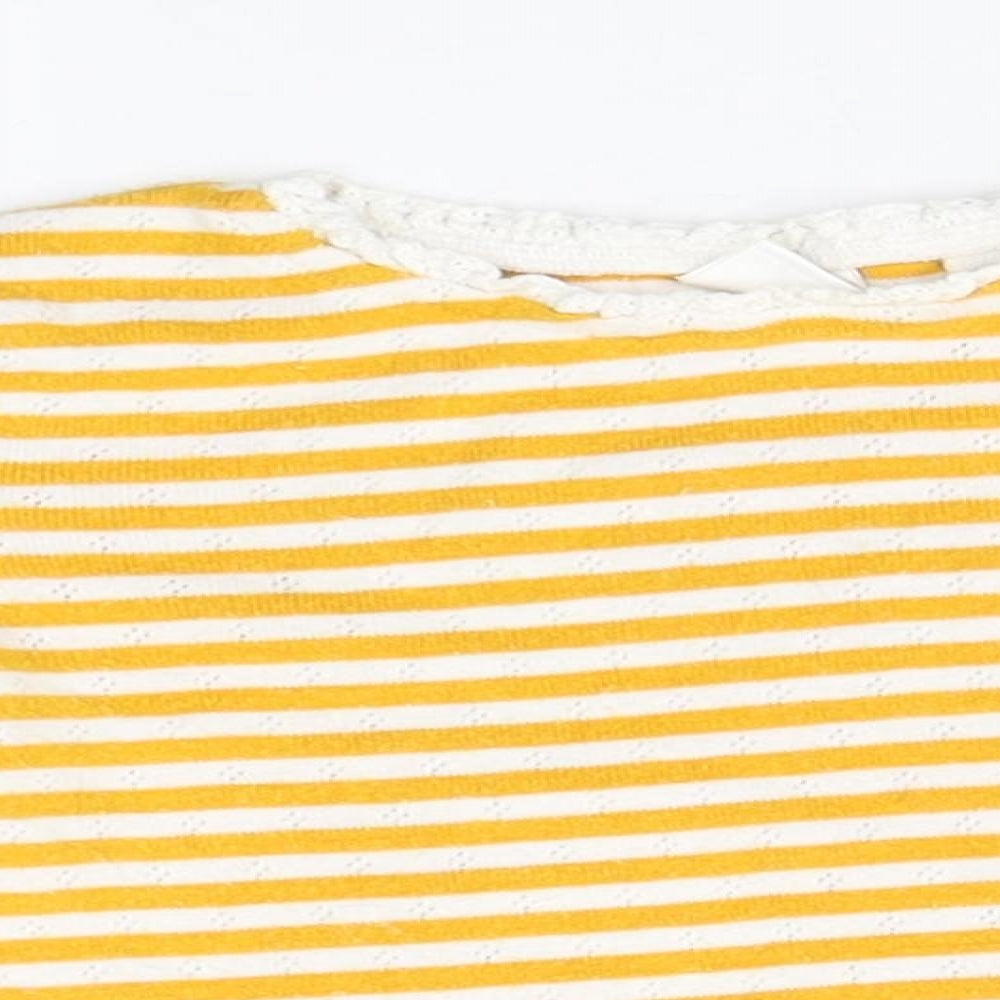 NEXT Baby Orange Striped Cotton Basic T-Shirt Size 9-12 Months Round Neck