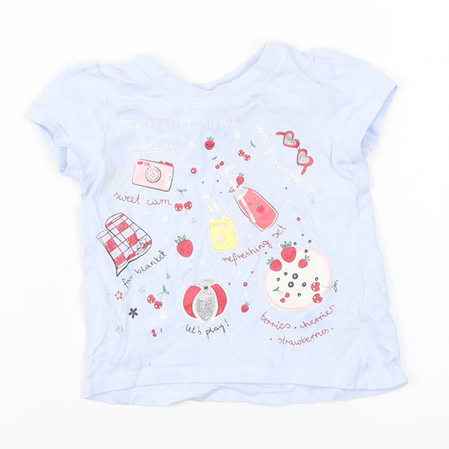 Preworn Baby Blue  Cotton Basic T-Shirt Size 9-12 Months Round Neck
