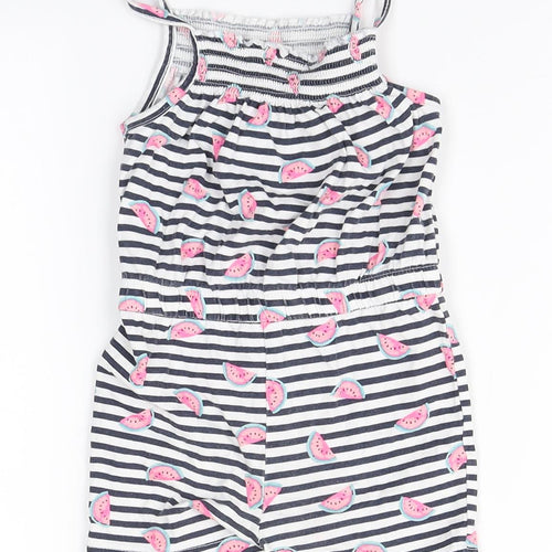 Primark Baby White Striped Cotton Coverall One-Piece Size 9-12 Months