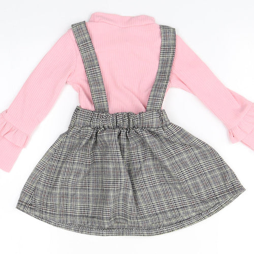 Preworn Girls Pink Houndstooth  A-Line    Round Neck