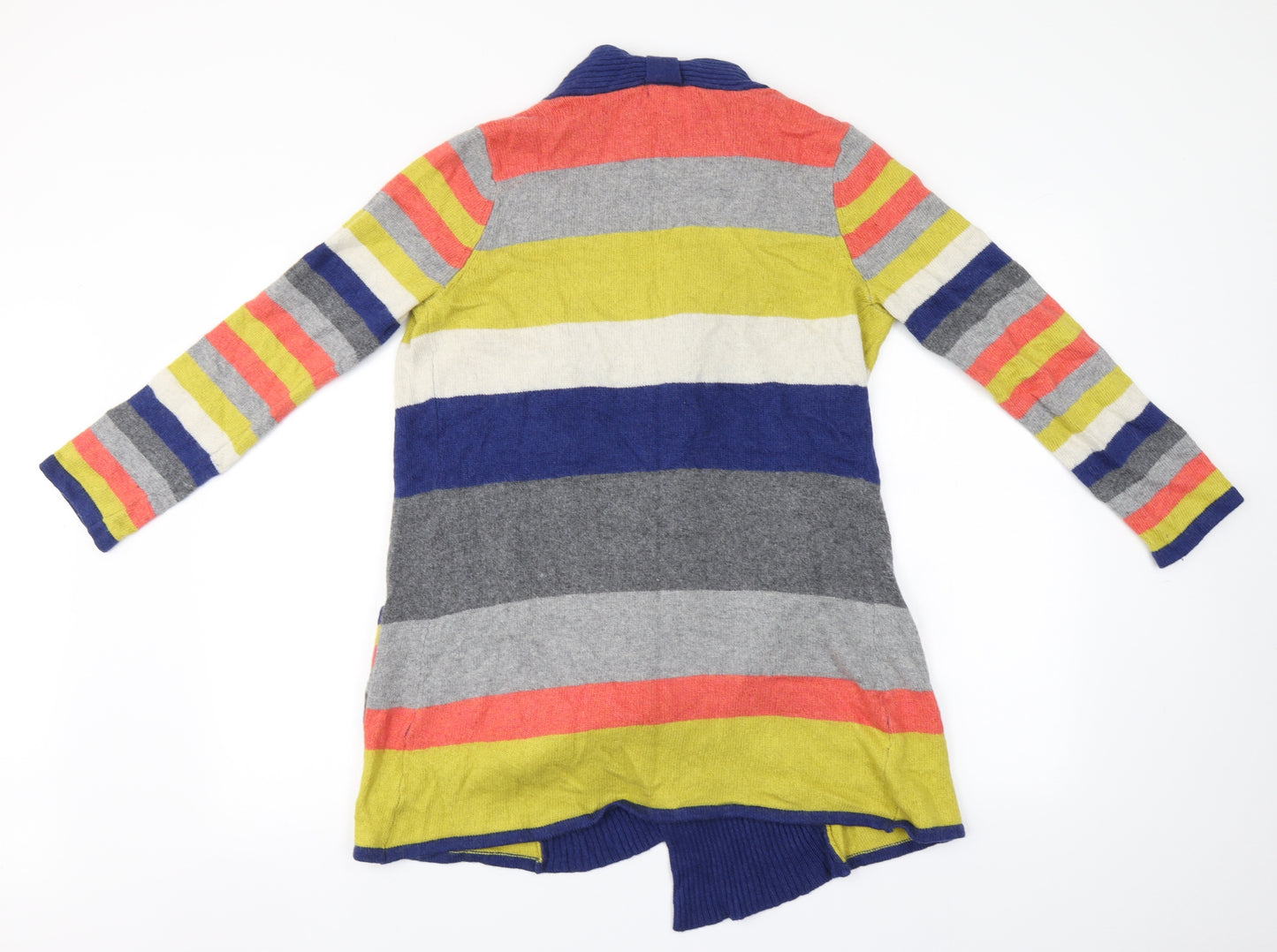 Per Una Womens Multicoloured Collared Striped Viscose Cardigan Jumper Size 14