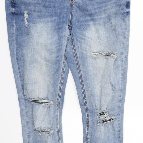 Missguided Womens Blue  Cotton Straight Jeans Size 14 L27 in Regular