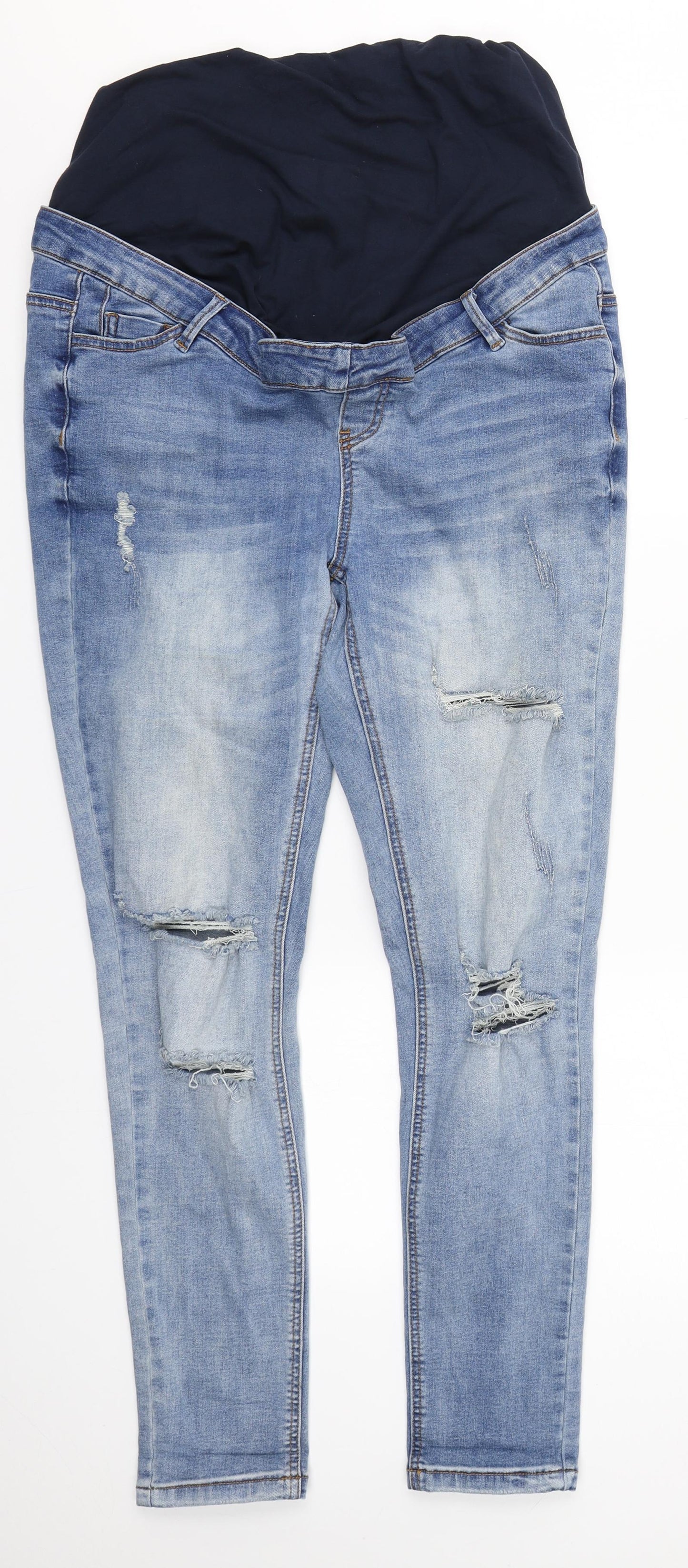 Missguided Womens Blue  Cotton Straight Jeans Size 14 L27 in Regular