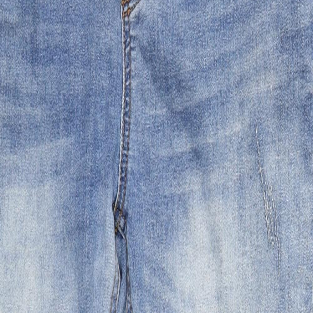 Missguided Womens Blue  Cotton Straight Jeans Size 14 L27 in Regular