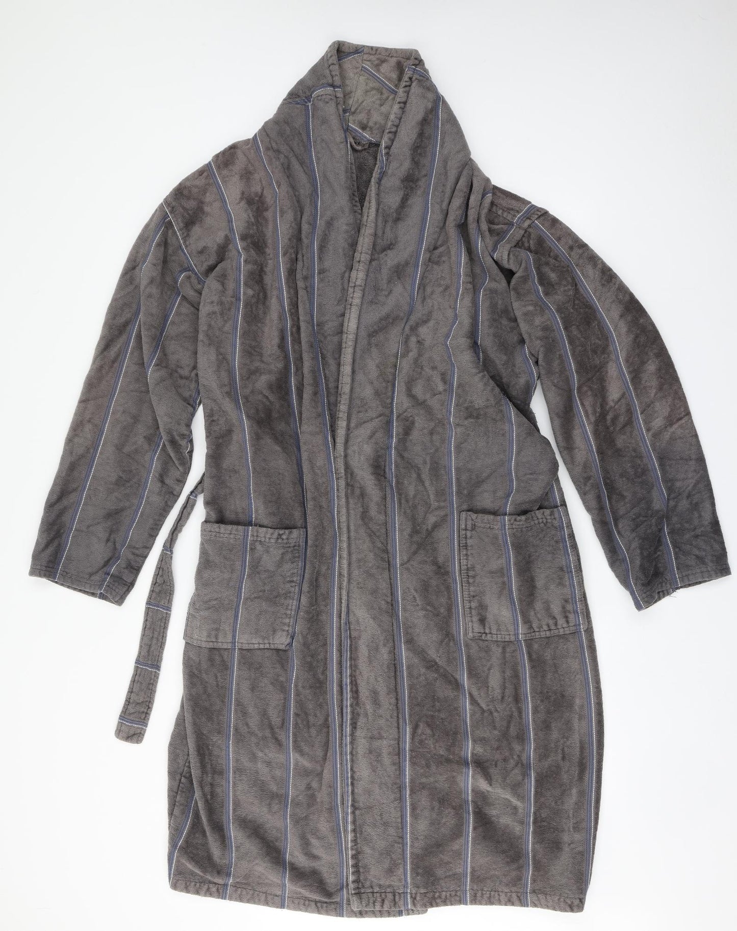 Matalan Mens Grey Striped Cotton  Gown Size L