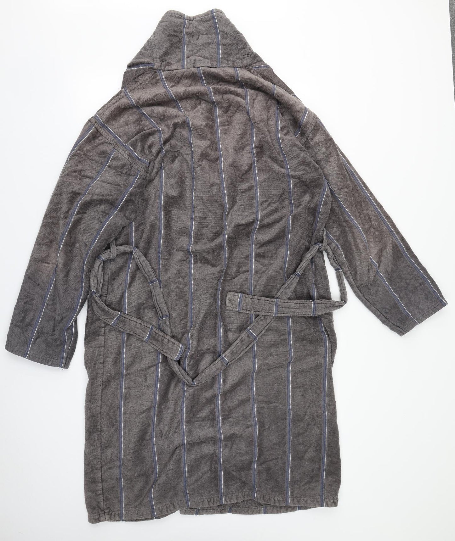 Matalan Mens Grey Striped Cotton  Gown Size L