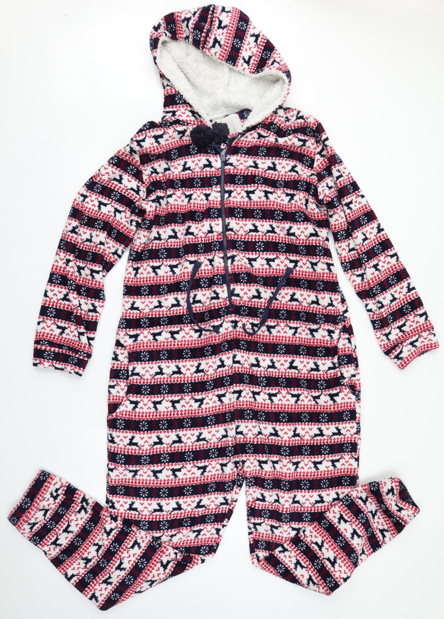 Matalan Womens Beige Fair Isle Polyester Top Gown Size L   - Reindeer, Onesie