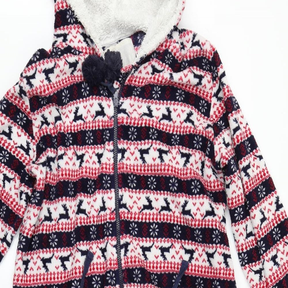 Matalan Womens Beige Fair Isle Polyester Top Gown Size L   - Reindeer, Onesie
