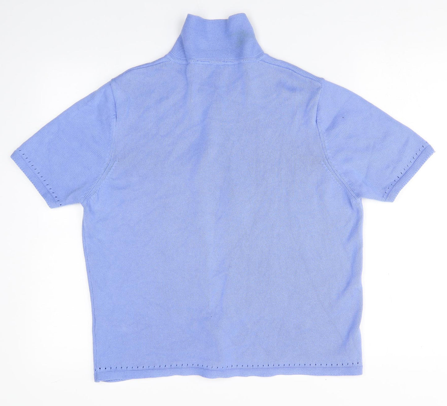 Marks and Spencer Womens Blue Collared  Cotton Cardigan Jumper Size 14