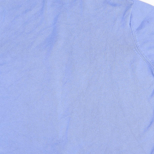 Marks and Spencer Womens Blue Collared  Cotton Cardigan Jumper Size 14