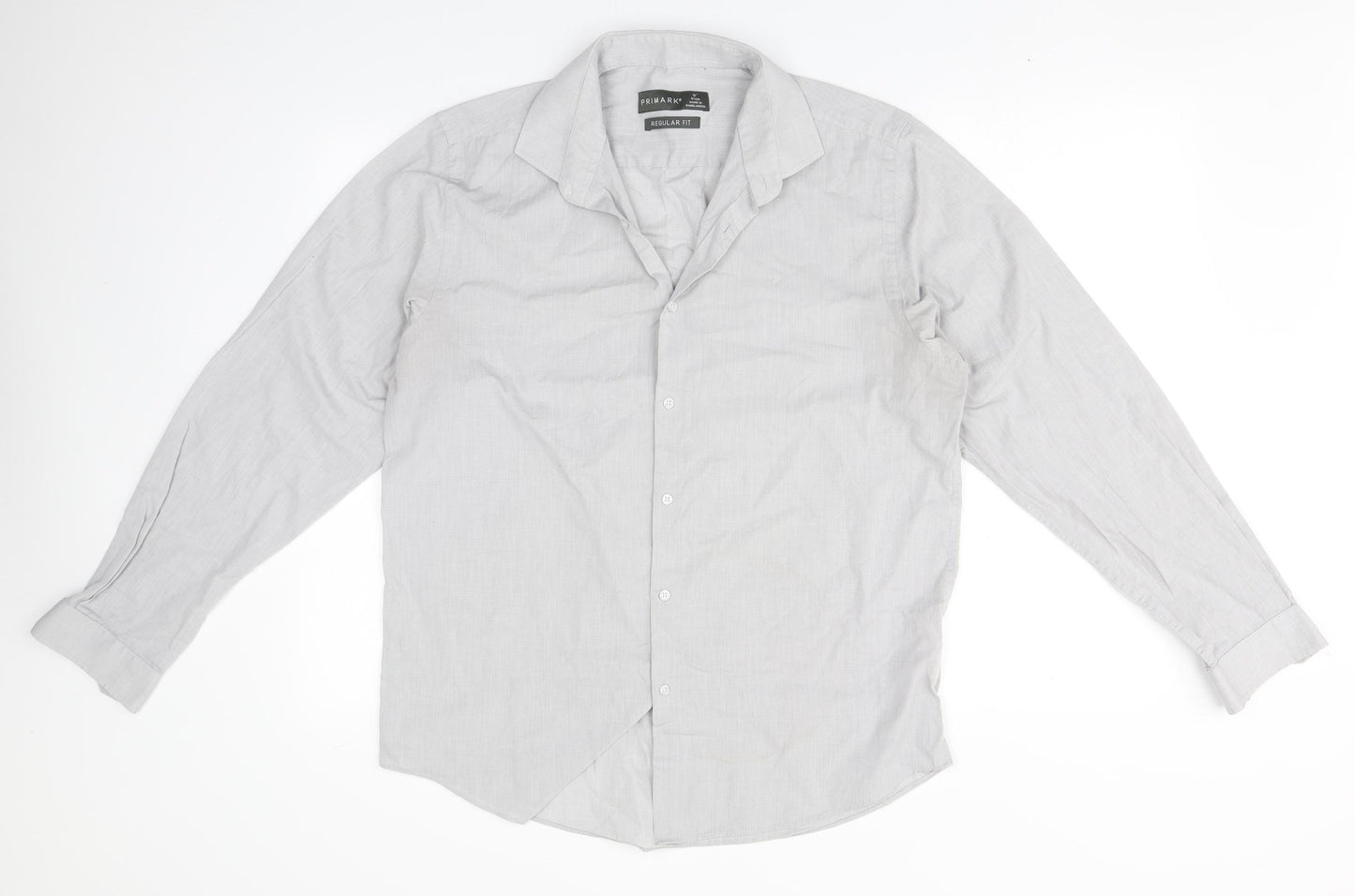 Primark Womens Grey  Polyester Basic Button-Up Size 16 Collared