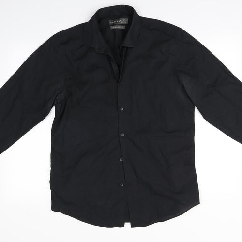 Primark Mens Black  Polyester  Button-Up Size 16 Collared