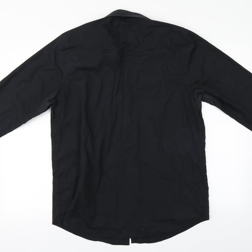 Primark Mens Black  Polyester  Button-Up Size 16 Collared