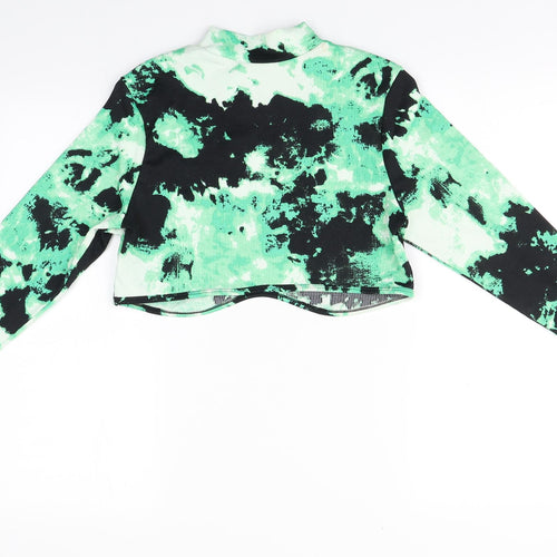 No Fear Womens Green Camouflage Polyester Basic T-Shirt Size L High Neck