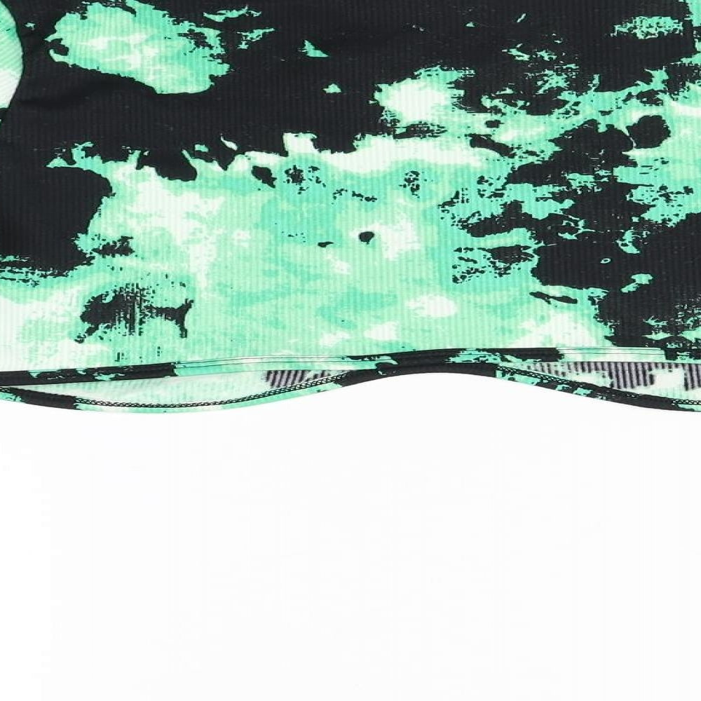 No Fear Womens Green Camouflage Polyester Basic T-Shirt Size L High Neck