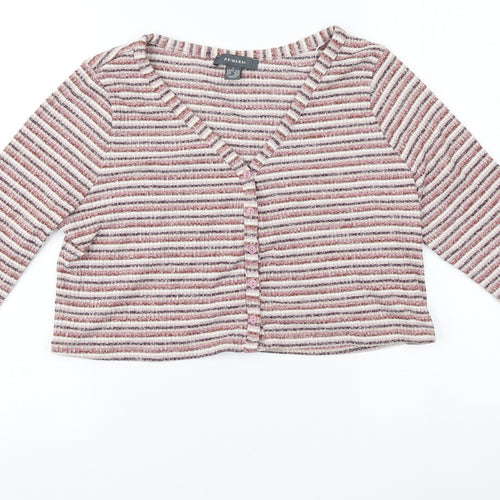 Primark Womens Multicoloured V-Neck Striped Polyester Cardigan Jumper Size 14