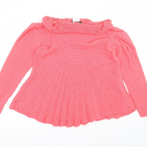 elite Womens Pink Roll Neck  Cotton Pullover Jumper Size L