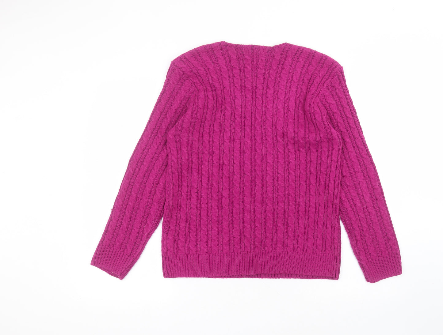 pure & natural Womens Purple V-Neck  Acrylic Pullover Jumper Size S