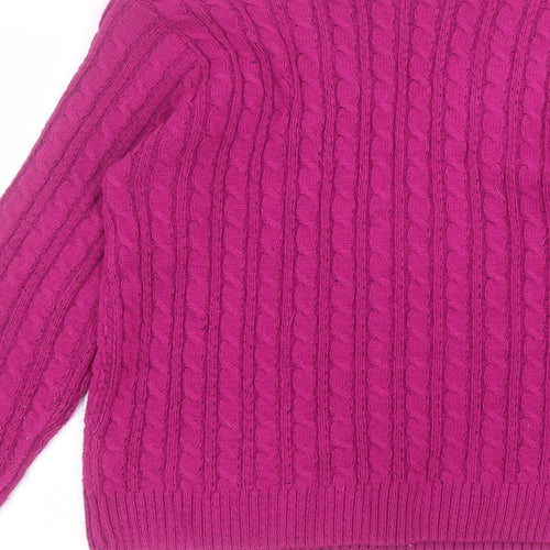 pure & natural Womens Purple V-Neck  Acrylic Pullover Jumper Size S
