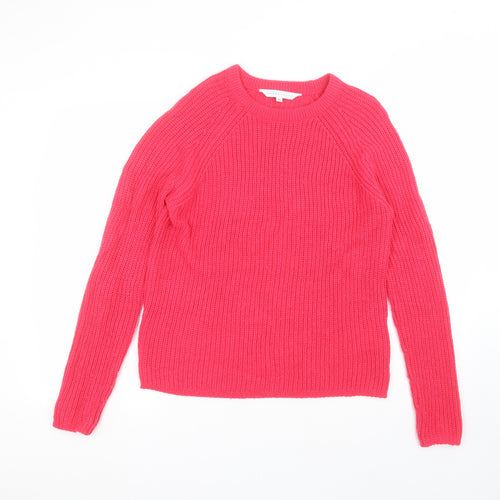 Amara Reya Womens Pink Round Neck  Acrylic Pullover Jumper Size M