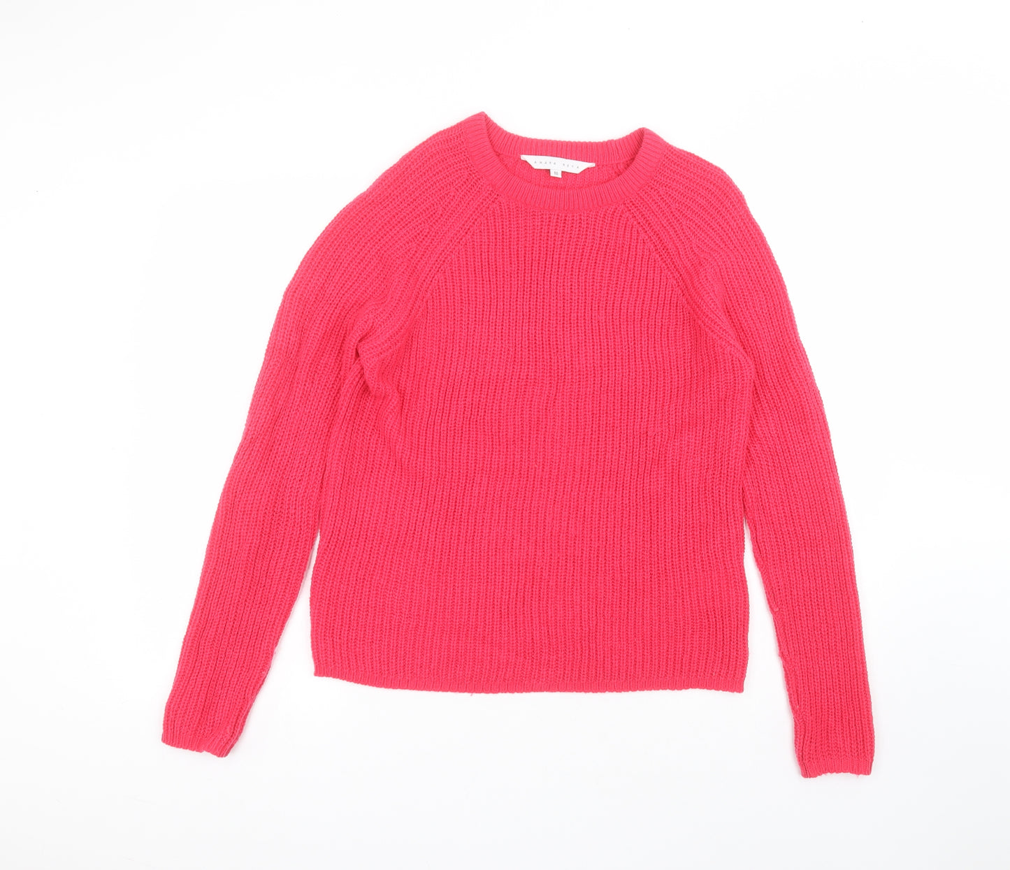 Amara Reya Womens Pink Round Neck  Acrylic Pullover Jumper Size M