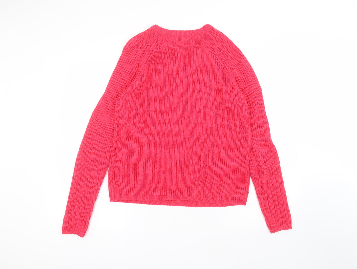 Amara Reya Womens Pink Round Neck  Acrylic Pullover Jumper Size M