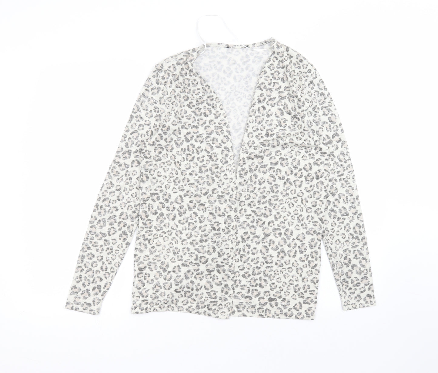 Atmosphere Womens Beige V-Neck Animal Print Polyester Cardigan Jumper Size M