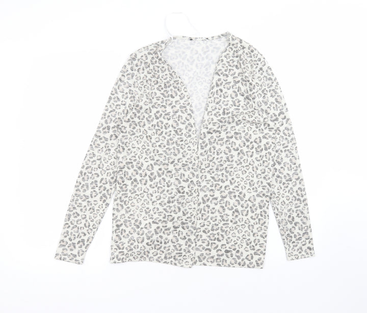 Atmosphere Womens Beige V-Neck Animal Print Polyester Cardigan Jumper Size M